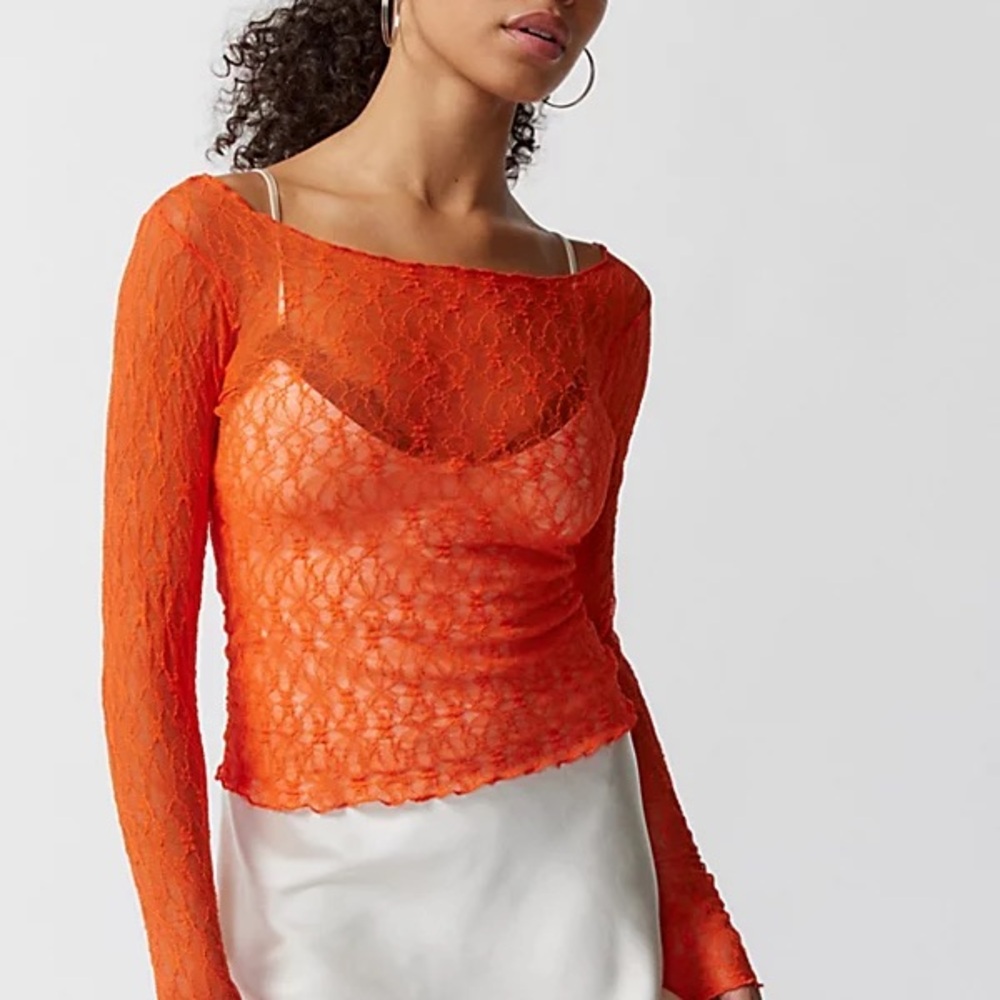 Urban Outfitters/Out From Under Libby Sheer Lace Long Sleeve Top Size S NWOT